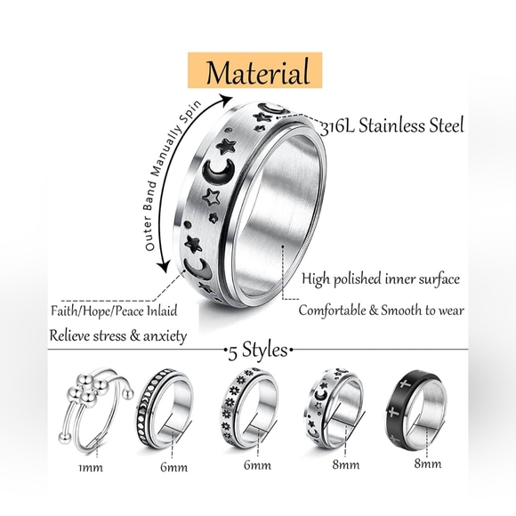 Fidget Spinner Rings | Women | Accessory | Jewelry | Rings - Picture 2 of 3